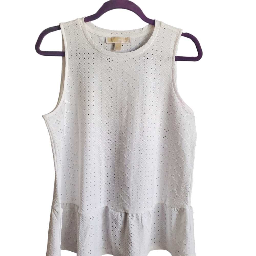 MICHAEL KORS White‎ Eyelet Tank Top Sz M